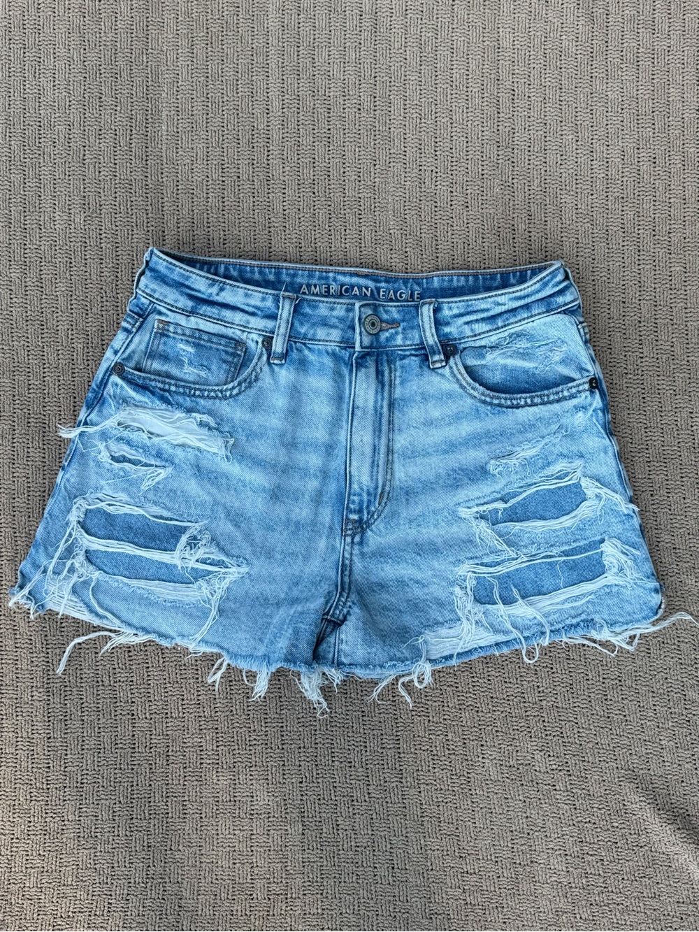 American Eagle Outfitters Light Wash Ripped Denim Shorts